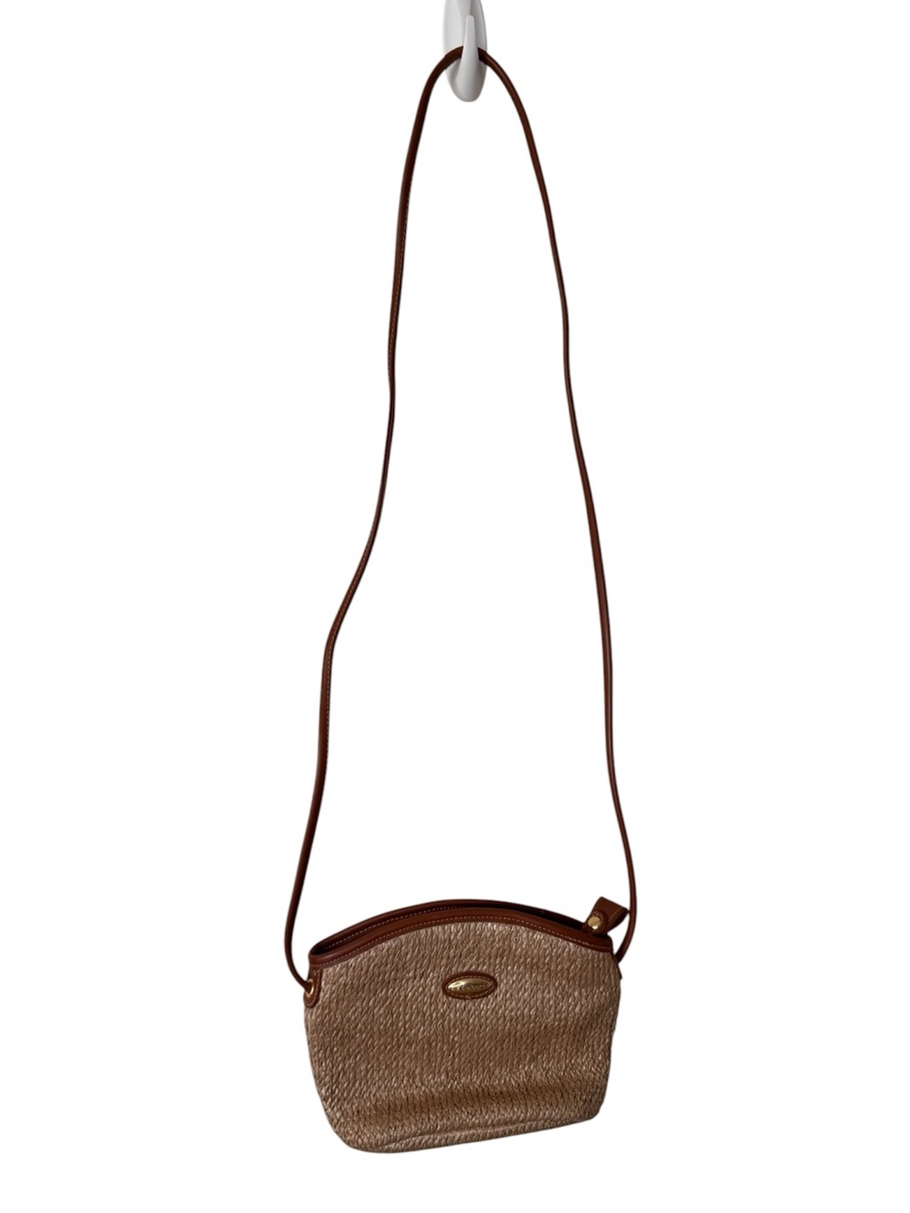 Vintage Liz Claiborne Woven Raffia Crossbody Purse Brown 90s Y2K